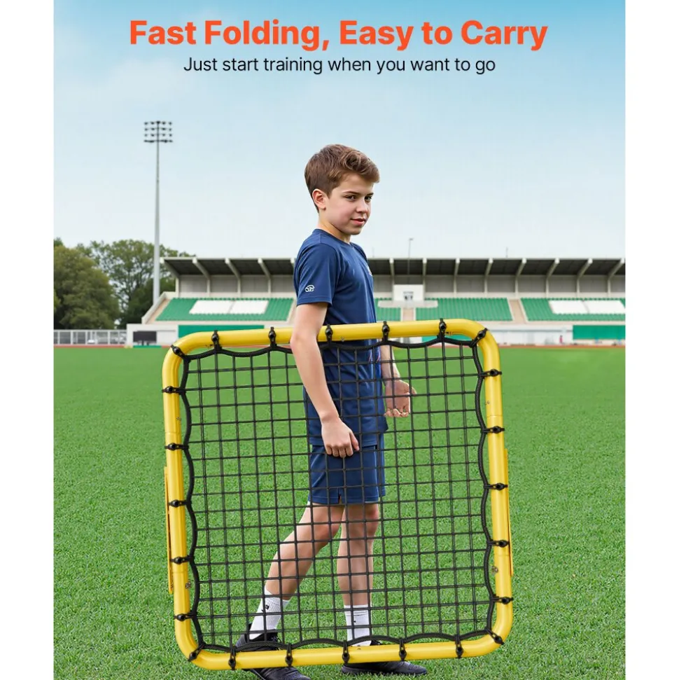 VEVOR Soccer Rebounder Rebound Net, 40"x35"x37" Portable Football Training Gifts, Fully Adjustable Angles Goal Net, Aids & Equipment for Kids Teens & All Ages, Easy Set Up & Perfect Storage