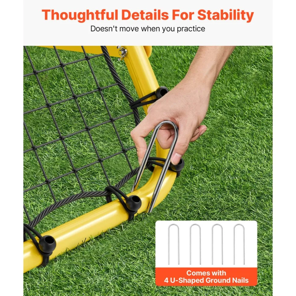 VEVOR Soccer Rebounder Rebound Net, 40"x35"x37" Portable Football Training Gifts, Fully Adjustable Angles Goal Net, Aids & Equipment for Kids Teens & All Ages, Easy Set Up & Perfect Storage
