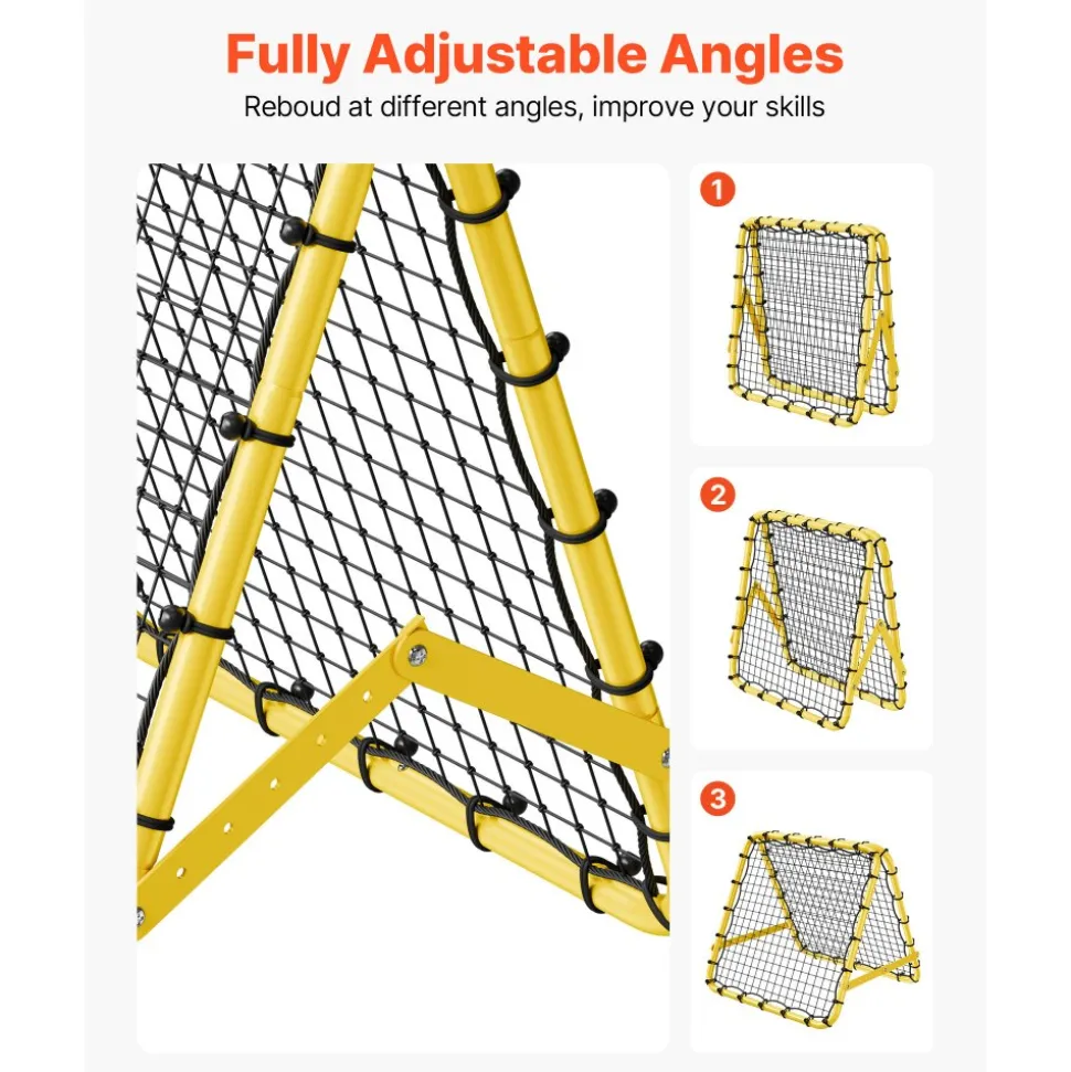 VEVOR Soccer Rebounder Rebound Net, 40"x35"x37" Portable Football Training Gifts, Fully Adjustable Angles Goal Net, Aids & Equipment for Kids Teens & All Ages, Easy Set Up & Perfect Storage