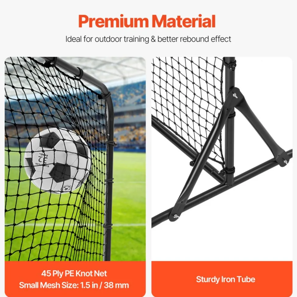 VEVOR Soccer Rebound Trainer, 6x4FT Iron Soccer Training Equipment, Sports Football Rebounder Wall, Double-Sided Rebounding Net, Easy Assembly, Perfect for Backyard Practicing, Solo Training, Passing