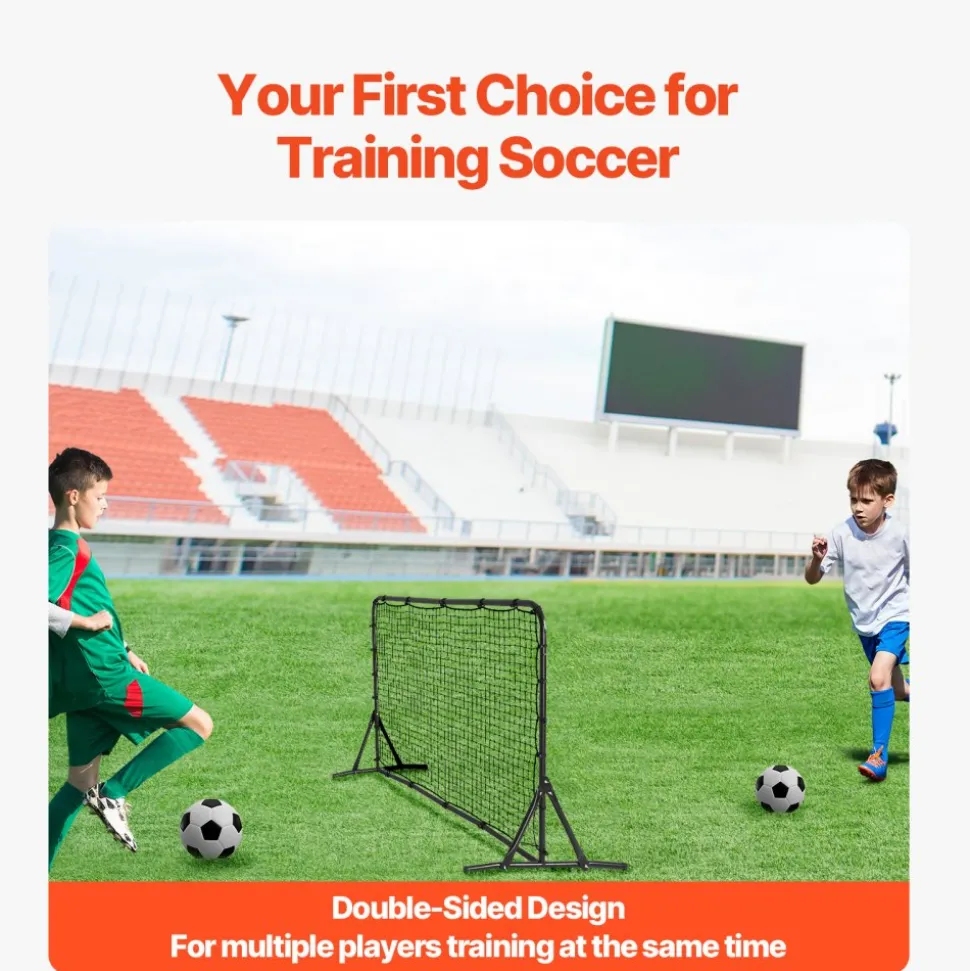 VEVOR Soccer Rebound Trainer, 6x4FT Iron Soccer Training Equipment, Sports Football Rebounder Wall, Double-Sided Rebounding Net, Easy Assembly, Perfect for Backyard Practicing, Solo Training, Passing