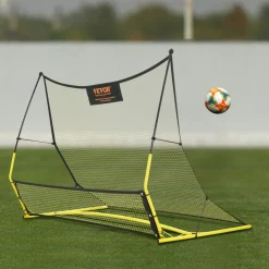 VEVOR Soccer Trainer, 2-IN-1 Portable Soccer Rebounder Net, 71"x40" Iron Soccer Practice Equipment, Sports Football Rebounder Wall with Portable Bag, Perfect for Team Solo Training, Passing, Volley