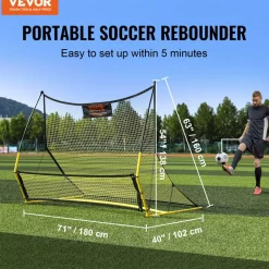 VEVOR Soccer Trainer, 2-IN-1 Portable Soccer Rebounder Net, 71