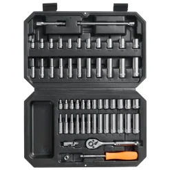 VEVOR Socket Set, 1/4 Inch Drive Socket and Ratchet Set, 6-Point Socket Opening, 54 Pieces Tool Set SAE and Metric, Deep and Standard Sockets, 5/32-9/16 in, 4-14 mm, with Accessories, Storage Case