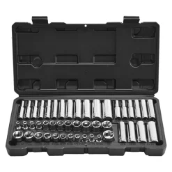 VEVOR Socket Set, 46 Pieces, 1/4 inch Drive Socket Tool Set, SAE and Metric Size, Deep and Standard, Mechanic Tool Kit with Storage Case, Chrome Plated CR-V Alloy Steel, for Automotive Repair
