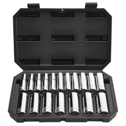 VEVOR Socket Set, 18 Pieces, 1/2 inch Drive Socket Tool Set, Metric Size from 10 to 27 mm, Mechanic Tool Kit with Storage Case, Clear Markings, Chrome Plated CR-V Alloy Steel, for Automotive Repair