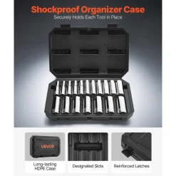 VEVOR Socket Set, 18 Pieces, 1/2 inch Drive Socket Tool Set, Metric Size from 10 to 27 mm, Mechanic Tool Kit with Storage Case, Clear Markings, Chrome Plated CR-V Alloy Steel, for Automotive Repair