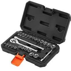 VEVOR Socket Set, 27 Pieces, 1/4 inch Drive Socket and Ratchet Set, SAE and Metric, Mechanic Tool Kit with Ratchet Wrench, Extension Bar and Storage Case, CR-V Alloy Steel, for Automotive Repair