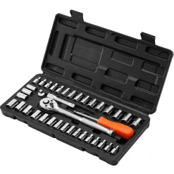 VEVOR Socket Set, 39 Pieces, 3/8 & 1/4 inch Drive Socket and Ratchet Set, SAE and Metric Size, Mechanic Tool Kit with Ratchet Wrench, Accessories, Storage Case, CR-V Alloy Steel, for Automotive Repair