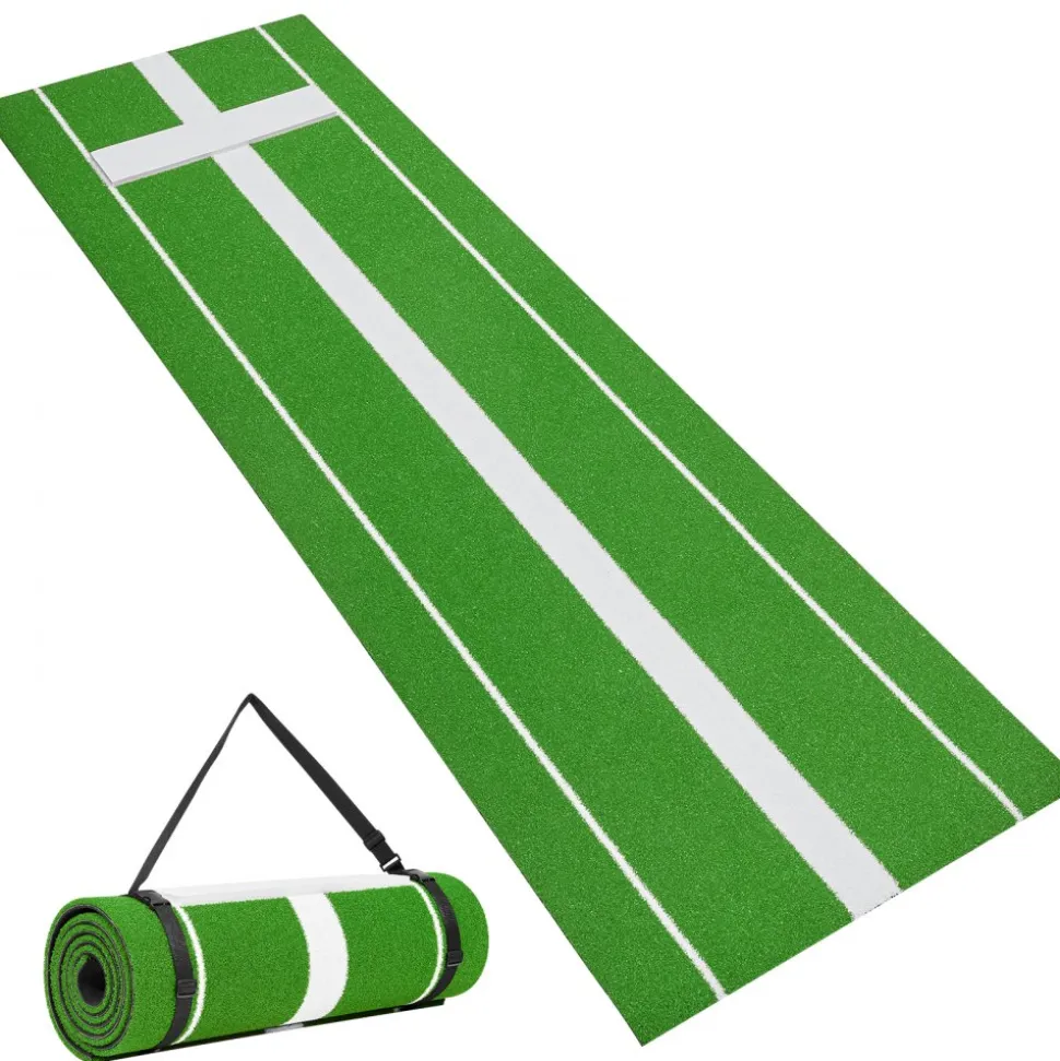 VEVOR Softball Pitching Mat, 10x3 ft Baseball Pitching Rubber Mound, Antifade Turf and Antislip Foam Backing Portable Training Aid, Fastpitch Equipment for Pitchers Indoor Outdoor Practice, Green