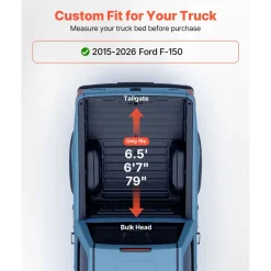 VEVOR Soft Roll-Up Truck Bed Tonneau Cover, Compatible with 2019-2026 Ram 1500 New Body, Fits 5.7 ft (5 ft 7 in/67 in) Bed Without Rambox or Split Tailgate, PVC Tonneau Cover with Aluminum Alloy Bars