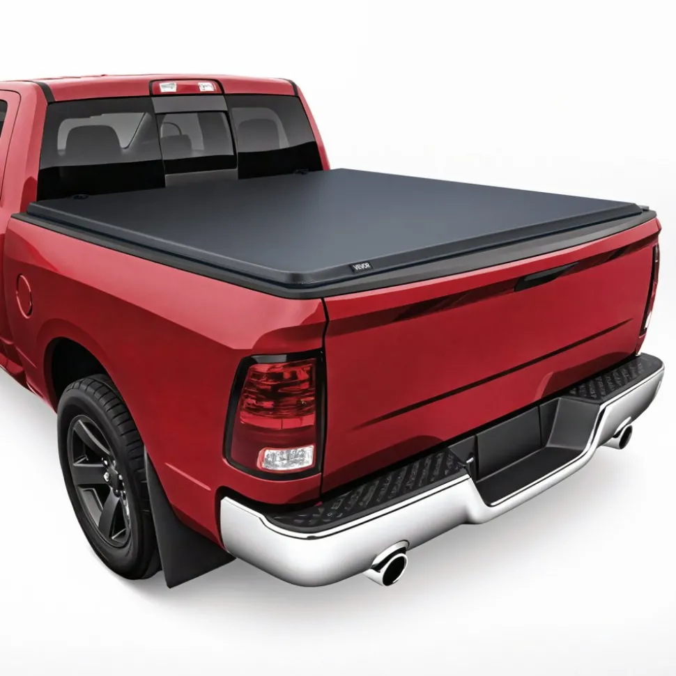 VEVOR Soft Roll-Up Truck Bed Tonneau Cover, Compatible with 2014-2025 Chevy Silverado/GMC Sierra 1500 & 2014-2019 2500 3500 HD, Fits 6.5 ft (6 ft 7 in/79 in) Bed, PVC Tonneau Cover with Aluminum Bars