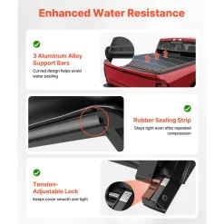 VEVOR Soft Roll-Up Truck Bed Tonneau Cover, Compatible with 2014-2025 Chevy Silverado/GMC Sierra 1500 & 2014-2019 2500 3500 HD, Fits 6.5 ft (6 ft 7 in/79 in) Bed, PVC Tonneau Cover with Aluminum Bars