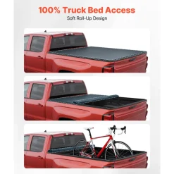 VEVOR Soft Roll-Up Truck Bed Tonneau Cover, Compatible with 2019-2026 Chevy Silverado/GMC Sierra 1500 New Body, Fits 5.8 ft (5 ft 9 in/69.3 in) Bed, PVC Tonneau Cover with Aluminum Alloy Support Bars