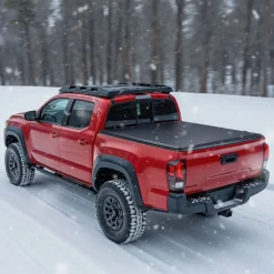 VEVOR Soft Roll-Up Truck Bed Tonneau Cover, Compatible with 2024-2026 Toyota Tacoma (Excl. Trail Edition) with Deck Rail System, Fits 5 ft (60 in) Bed, PVC Tonneau Cover with Three Aluminum Alloy Bars