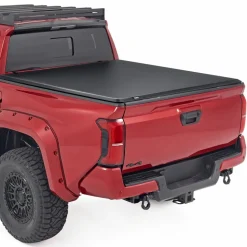 VEVOR Soft Roll-Up Truck Bed Tonneau Cover, Compatible with 2024-2026 Toyota Tacoma (Excl. Trail Edition) with Deck Rail System, Fits 5 ft (60 in) Bed, PVC Tonneau Cover with Three Aluminum Alloy Bars