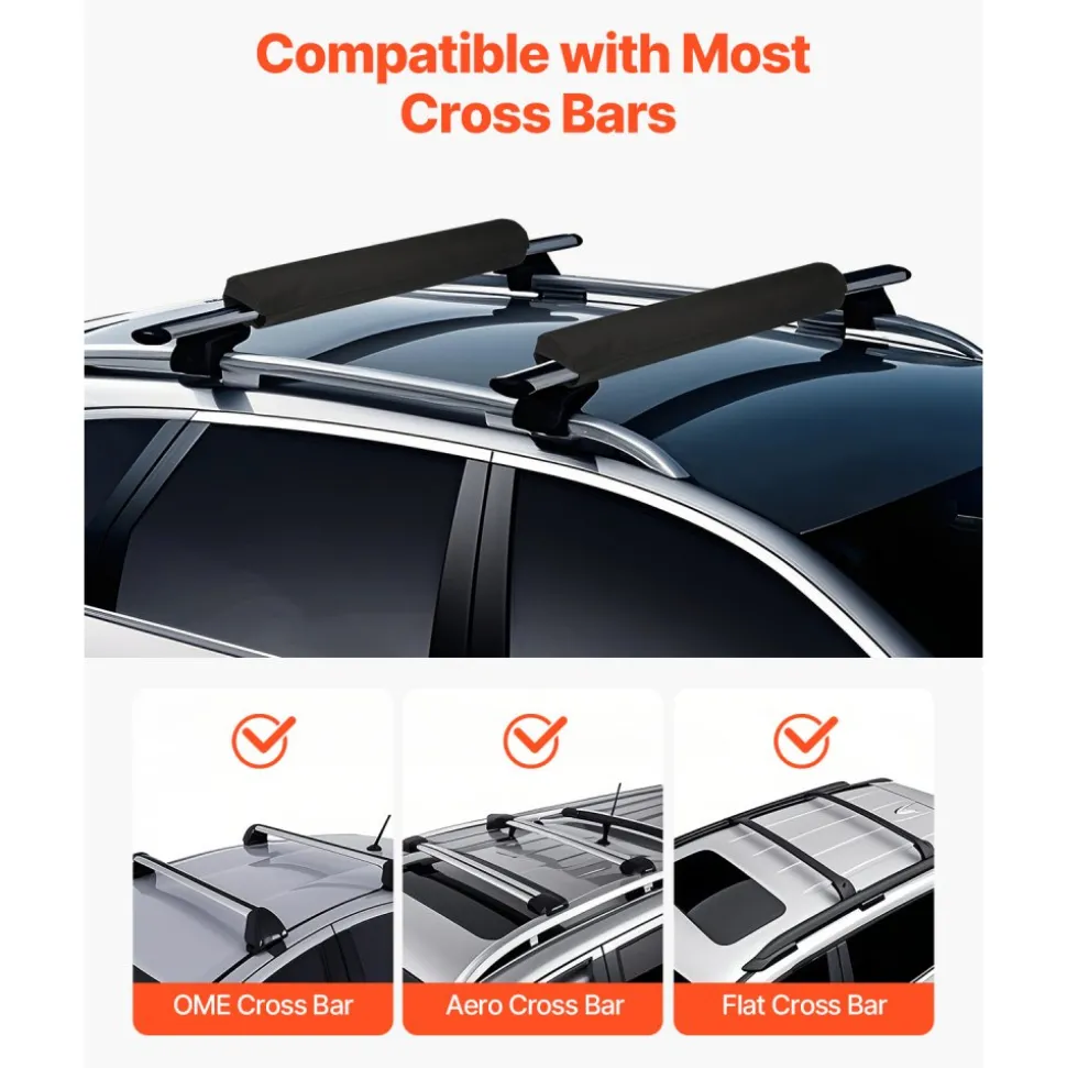 VEVOR Soft Roof Rack Pads, 28" Universal Car Roof Rack Pads for Various Crossbars, 88LBS Load Capacity Luggage Kayak Carrier with 2 Tie Down Straps for SUPs Canoes Snowboards Paddle Boards
