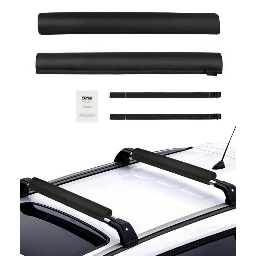 VEVOR Soft Roof Rack Pads, 28" Universal Car Roof Rack Pads for Various Crossbars, 88LBS Load Capacity Luggage Kayak Carrier with 2 Tie Down Straps for SUPs Canoes Snowboards Paddle Boards