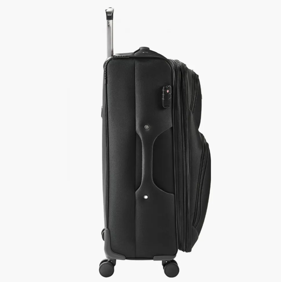 VEVOR Softside Expandable Luggage with Spinner Wheels, 28-Inch Softside Checked Large Luggage, Lightweight Checked Suitcase with Expandable Zippered Pocket and TSA Lock, Black