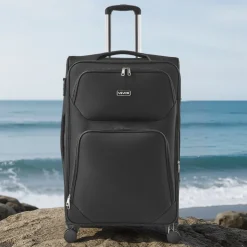VEVOR Softside Expandable Luggage with Spinner Wheels, 28-Inch Softside Checked Large Luggage, Lightweight Checked Suitcase with Expandable Zippered Pocket and TSA Lock, Black