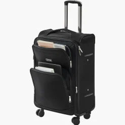 VEVOR Softside Expandable Luggage with Spinner Wheels, 24-Inch Softside Checked Medium Luggage, Lightweight Checked Suitcase with Expandable Zippered Pocket and TSA Lock, Black