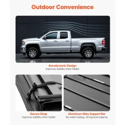 VEVOR Soft Tri-Fold Truck Bed Tonneau Cover, Compatible with 2009-2026 Dodge Ram 1500 (Incl. Classic & New) 5.7 ft (67.4 in) Bed, Fleetside Without Rambox, Split Tailgate, and Track System, Waterproof
