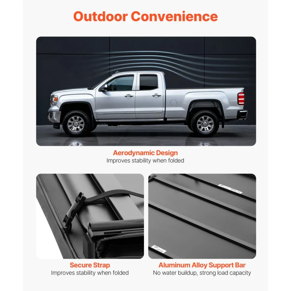 VEVOR Soft Tri-Fold Truck Bed Tonneau Cover, Compatible with 2009-2026 Dodge Ram 1500 (Incl. Classic & New) 5.7 ft (67.4 in) Bed, Fleetside Without Rambox, Split Tailgate, and Track System, Waterproof