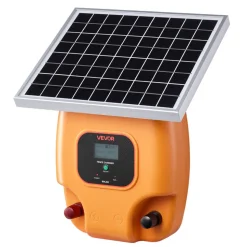 VEVOR Solar Fence Charger, 1J 10kV Solar Powered Fence Charger, 1.86 Miles Range, Electric Fence Energizer Kit, Keep Out Predators, 3 Days Runtime, for Livestock, Poultry, Garden Protection