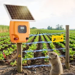 VEVOR Solar Fence Charger, 1J 10kV Solar Powered Fence Charger, 1.86 Miles Range, Electric Fence Energizer Kit, Keep Out Predators, 3 Days Runtime, for Livestock, Poultry, Garden Protection