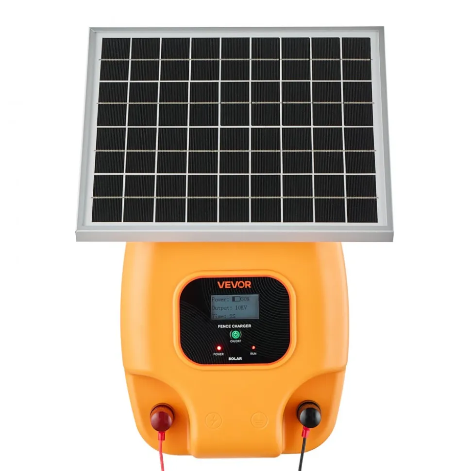 VEVOR Solar Fence Charger, 1J 10kV Solar Powered Fence Charger, 1.86 Miles Range, Electric Fence Energizer Kit, Keep Out Predators, 3 Days Runtime, for Livestock, Poultry, Garden Protection