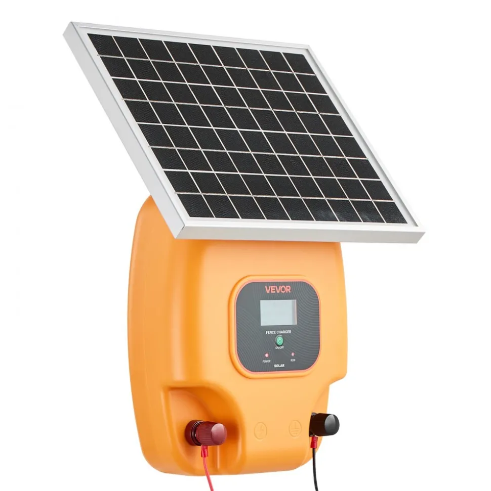 VEVOR Solar Fence Charger, 1J 10kV Solar Powered Fence Charger, 1.86 Miles Range, Electric Fence Energizer Kit, Keep Out Predators, 3 Days Runtime, for Livestock, Poultry, Garden Protection