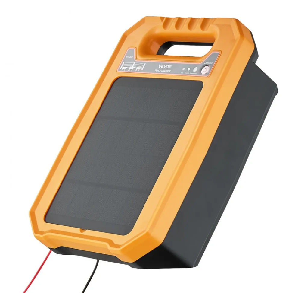 VEVOR Solar Fence Charger, 0.3J 8 kV Solar Powered Fence Charger, 1.86 Miles Range, Weather-Resistant Electric Fence Energizer Kit, 7 Days Runtime, for Livestock, Poultry, Garden Protection