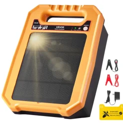 VEVOR Solar Fence Charger, 0.3J 8 kV Solar Powered Fence Charger, 1.86 Miles Range, Weather-Resistant Electric Fence Energizer Kit, 7 Days Runtime, for Livestock, Poultry, Garden Protection