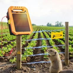 VEVOR Solar Fence Charger, 0.3J 8 kV Solar Powered Fence Charger, 1.86 Miles Range, Weather-Resistant Electric Fence Energizer Kit, 7 Days Runtime, for Livestock, Poultry, Garden Protection