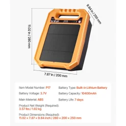 VEVOR Solar Fence Charger, 0.3J 8 kV Solar Powered Fence Charger, 1.86 Miles Range, Weather-Resistant Electric Fence Energizer Kit, 7 Days Runtime, for Livestock, Poultry, Garden Protection