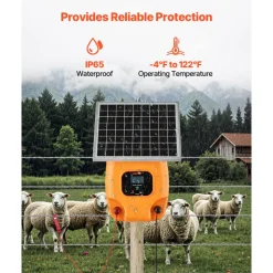 VEVOR Solar Fence Charger, 0.6J 8kV Solar Powered Fence Charger, 1.86 Miles Range, Electric Fence Energizer Kit, Keep Out Predators, 4-5 Days Runtime, for Livestock, Poultry, Garden Protection