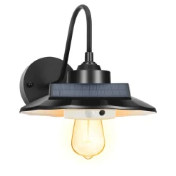 VEVOR Solar Outdoor Barn Light, 3 Lighting Modes and Motion Sensor, 2-Pack Gooseneck Light Fixture, Farmhouse Wall Sconce, with E27 Bulb Compatible, Waterproof for Porch, House, Entryway, Garage, Black