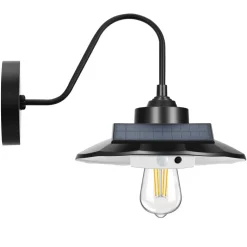VEVOR Solar Outdoor Barn Light, 3 Lighting Modes and Motion Sensor, 2-Pack Gooseneck Light Fixture, Farmhouse Wall Sconce, with E27 Bulb Compatible, Waterproof for Porch, House, Entryway, Garage, Black