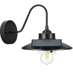 VEVOR Solar Outdoor Barn Light, 3 Lighting Modes and Motion Sensor, 2-Pack Gooseneck Light Fixture, Farmhouse Wall Sconce, with E27 Bulb Compatible, Waterproof for Porch, House, Entryway, Garage, Black
