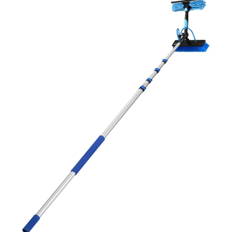 VEVOR Solar Panel Cleaning Kit, 39 ft, Water Fed Pole Kit with Cleaning Brush, Soap Dispenser, Extendable Aluminum Telescopic Pole, 180° Rotatable Brush Head, for Roof Mounted Solar Panels, Windows