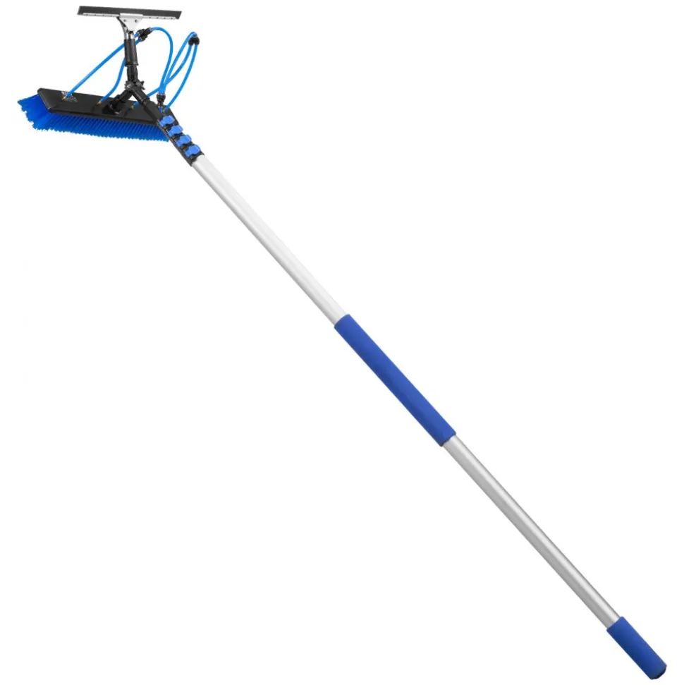 VEVOR Solar Panel Cleaning Kit, 26 ft, Water Fed Pole Kit with Cleaning Brush, Squeegee, Soap Dispenser, Extendable Aluminum Telescopic Pole, 180° Rotatable Brush Head, for Roof Mounted Solar Panels