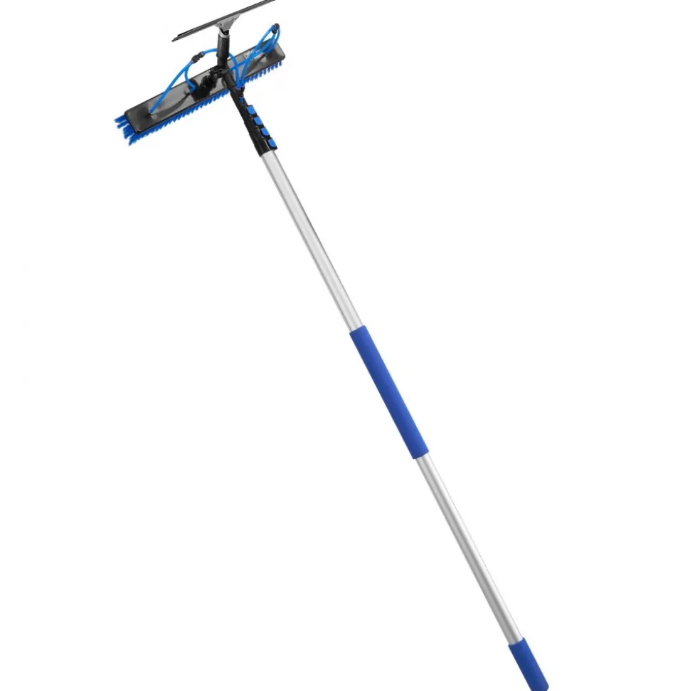 VEVOR Solar Panel Cleaning Kit, 26 ft, Water Fed Pole Kit with Cleaning Brush, Squeegee, Soap Dispenser, Extendable Aluminum Telescopic Pole, 180° Rotatable Brush Head, for Roof Mounted Solar Panels