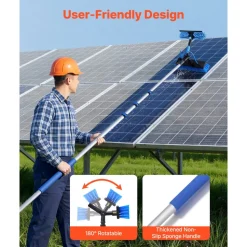 VEVOR Solar Panel Cleaning Kit, 20 ft, Water Fed Pole Kit with Cleaning Brush, Soap Dispenser, Extendable Aluminum Telescopic Pole, 180° Rotatable Brush Head, for Roof Mounted Solar Panels, Windows