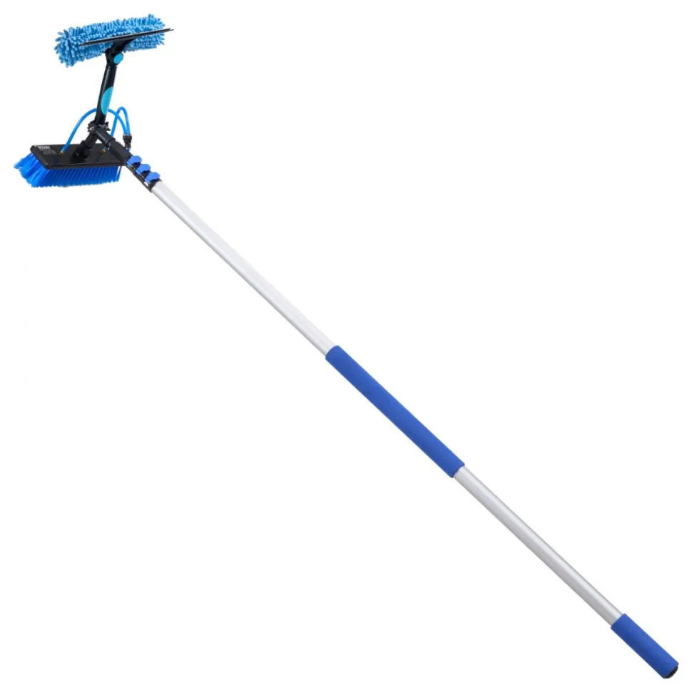 VEVOR Solar Panel Cleaning Kit, 20 ft, Water Fed Pole Kit with Cleaning Brush, Soap Dispenser, Extendable Aluminum Telescopic Pole, 180° Rotatable Brush Head, for Roof Mounted Solar Panels, Windows