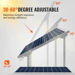 VEVOR Solar Panel Mounting Brackets, 30°-60° Adjustable Multi-Pieces Solar Panel Brackets for 1-4PCS Solar Panels, Carbon Steel Ground Mount Solar Panel Stand for Farms, RVs, Boats, Off-Grid System