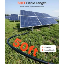 VEVOR Solar Panel Wire, 50 ft Black + 50 ft Red Kit, 10 AWG (6 mm²) Solar Panel Extension Cable, PV Tinned Copper Wire, for Outdoor Home Off-Grid Photovoltaic Systems Automotive RV Boat Marine, IP67