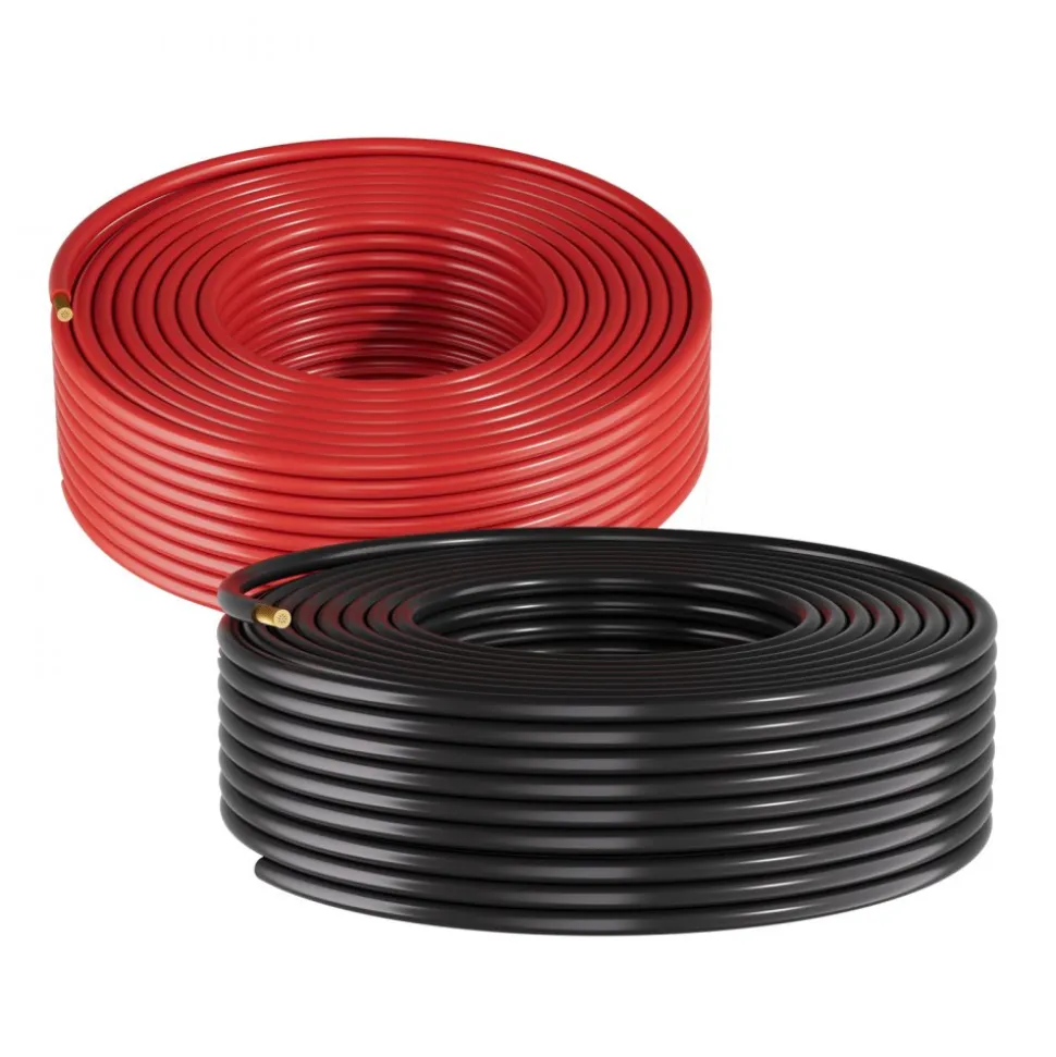 VEVOR Solar Panel Wire, 50 ft Black + 50 ft Red Kit, 10 AWG (6 mm²) Solar Panel Extension Cable, PV Tinned Copper Wire, for Outdoor Home Off-Grid Photovoltaic Systems Automotive RV Boat Marine, IP67