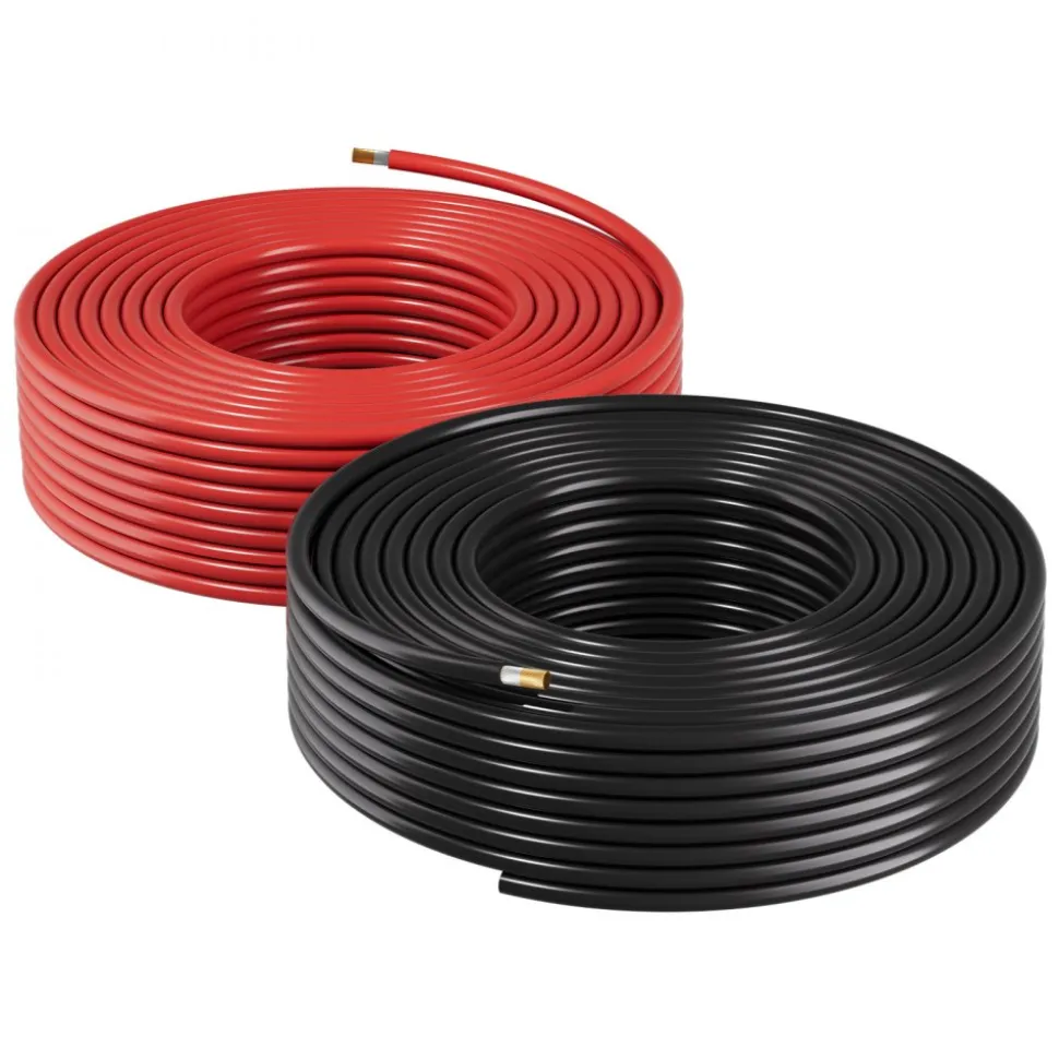 VEVOR Solar Panel Wire, 50 ft Black + 50 ft Red Kit, 10 AWG (6 mm²) Solar Panel Extension Cable, PV Tinned Copper Wire, for Outdoor Home Off-Grid Photovoltaic Systems Automotive RV Boat Marine, IP67
