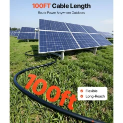 VEVOR Solar Panel Wire, 100 ft Black + 100 ft Red Kit, 10 AWG (6 mm²) Solar Panel Extension Cable, PV Tinned Copper Wire, for Outdoor Home Off-Grid Photovoltaic Systems Automotive RV Boat Marine, IP67