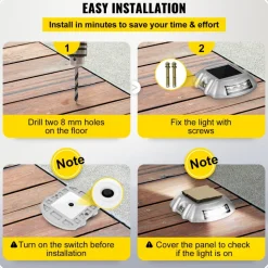 VEVOR Solar Pathway Lights, 12-Pack, White, Includes Screws, Weatherproof Outdoor Deck Lights, 6 LED, Ideal for Garden Paths, Walkways, Driveways & Steps